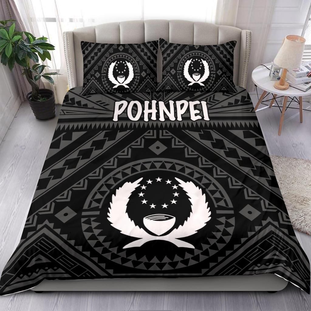 Pohnpei Bedding Set - Pohnpei Seal With Polynesian Tattoo Style ( Black)