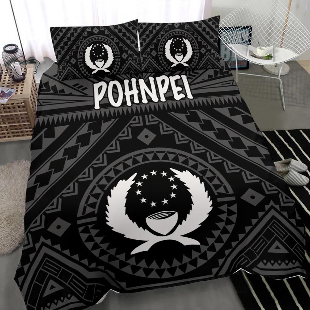 Pohnpei Bedding Set - Pohnpei Seal With Polynesian Tattoo Style ( Black)