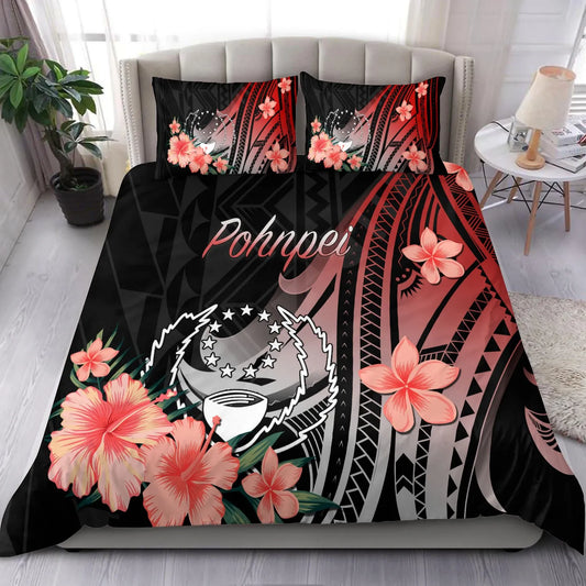 Pohnpei Bedding Set - Polynesian Hibiscus Pattern Style