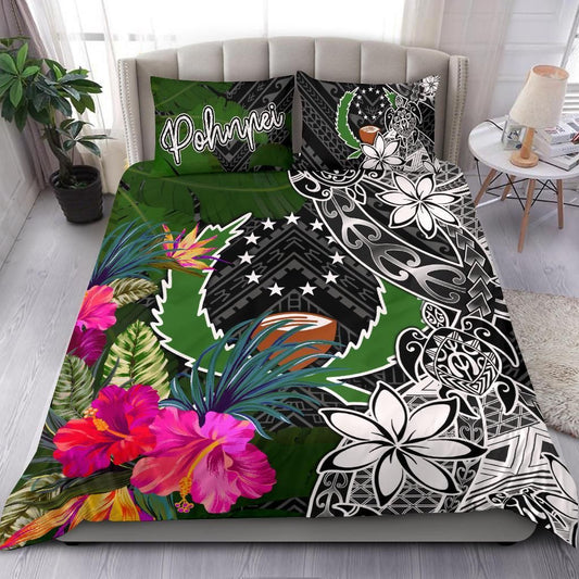 Pohnpei Bedding Set - Turtle Plumeria Banana Leaf
