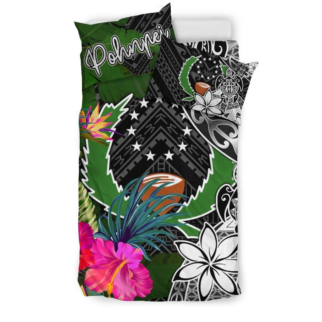 Pohnpei Bedding Set - Turtle Plumeria Banana Leaf