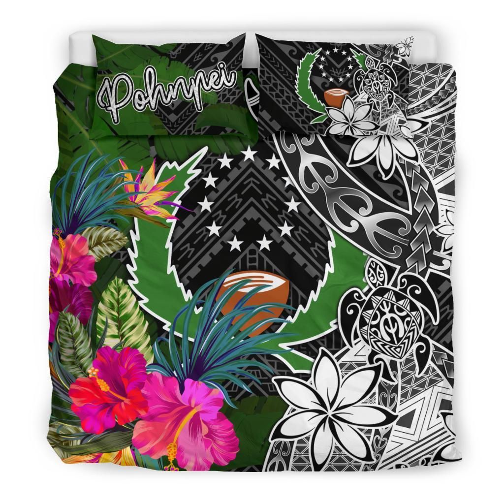 Pohnpei Bedding Set - Turtle Plumeria Banana Leaf
