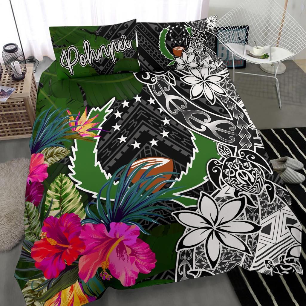 Pohnpei Bedding Set - Turtle Plumeria Banana Leaf
