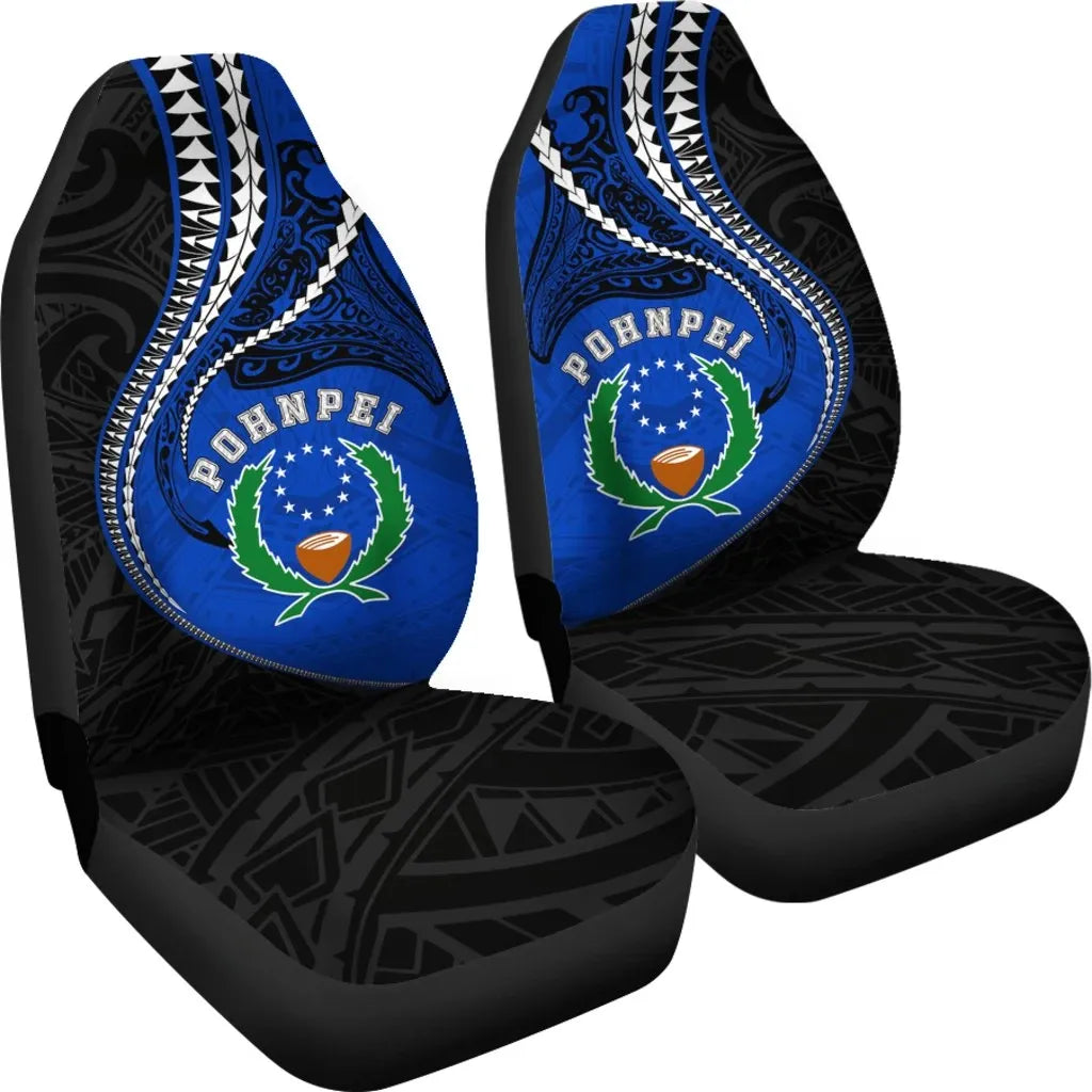 Pohnpei Car Seat Cover Kanaloa Tatau (Black)