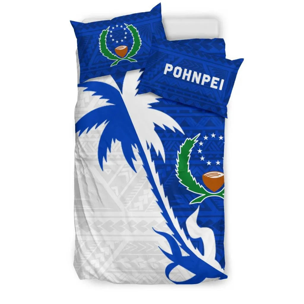 Pohnpei Duvet Cover Set - Pohnpei Flag & Coconut Tree