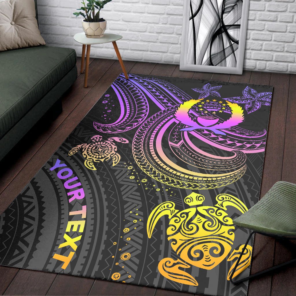 Pohnpei Custom Personalised Area Rug - Pink Turtle