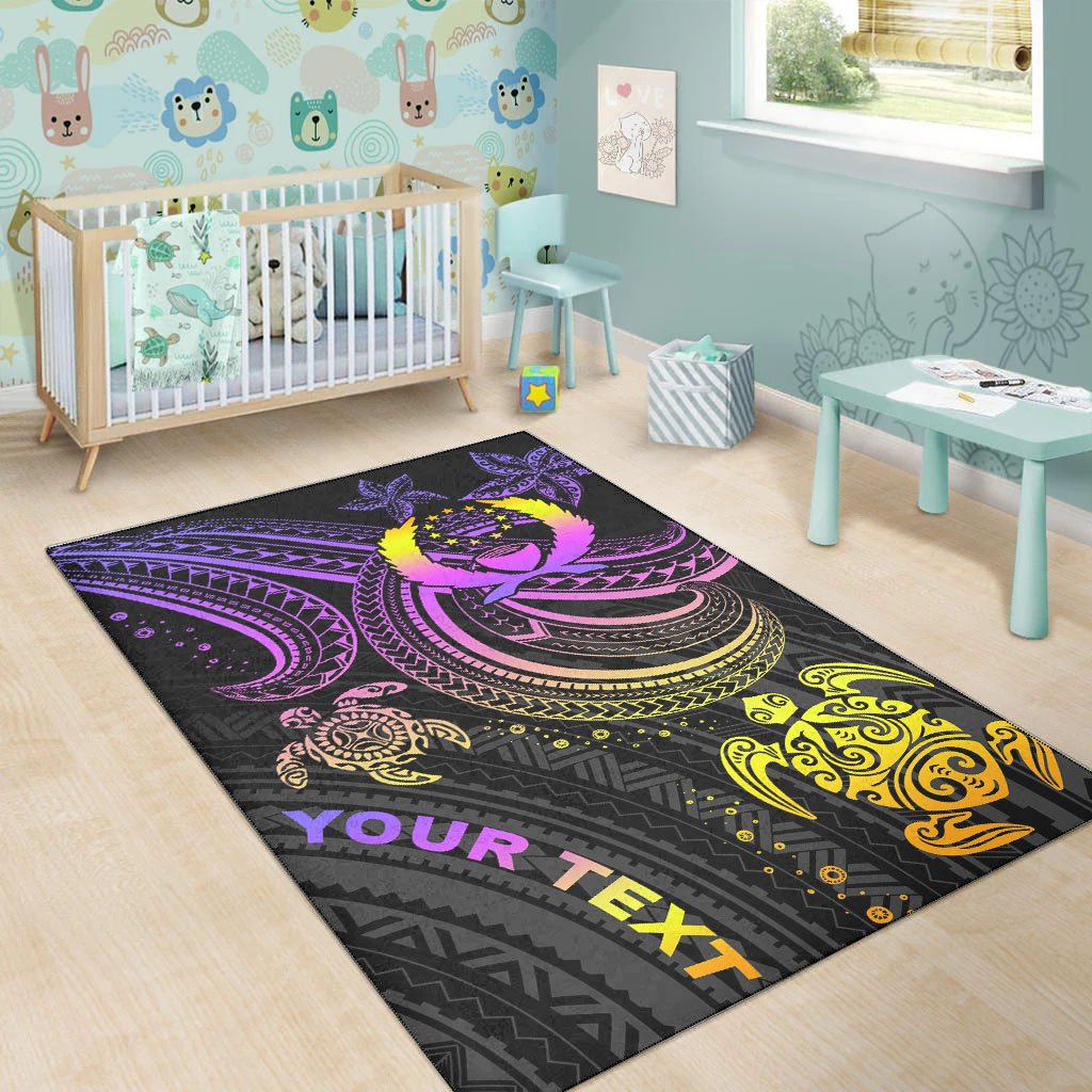 Pohnpei Custom Personalised Area Rug - Pink Turtle