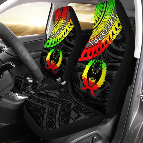 Pohnpei Custom Personalised Car Seat Covers - Ginger Lei Pattern Reggae