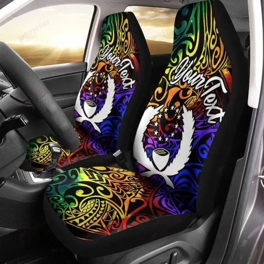 Pohnpei Custom Personalised Car Seat Covers - Rainbow Polynesian Pattern