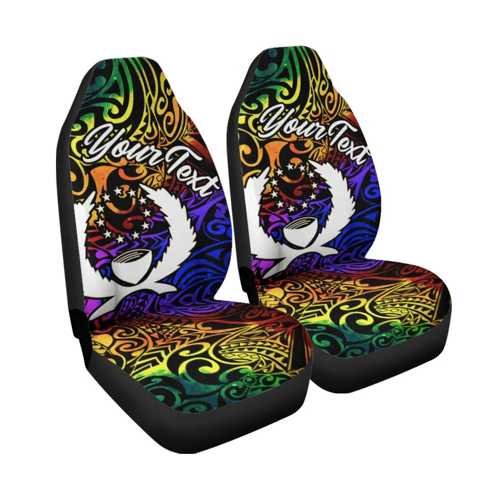 Pohnpei Custom Personalised Car Seat Covers - Rainbow Polynesian Pattern