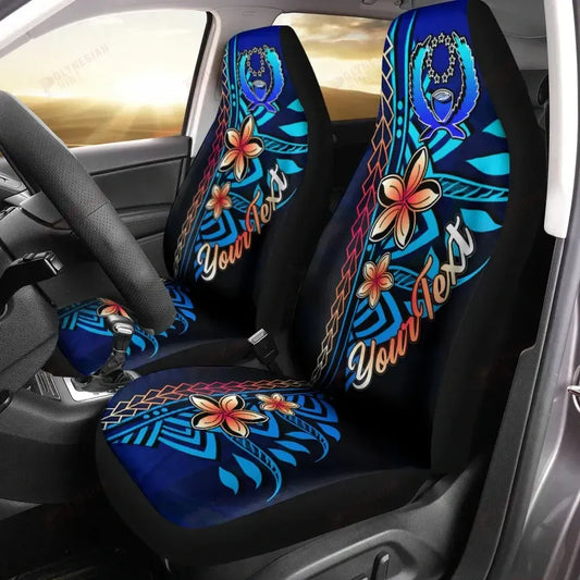 Pohnpei Custom Personalised Car Seat Covers - Vintage Tribal Mountain