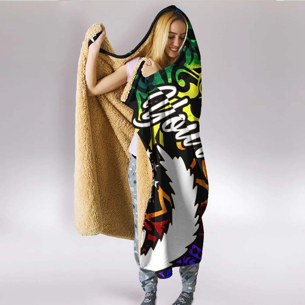 Pohnpei Custom Personalised Hooded Blanket - Rainbow Polynesian Pattern