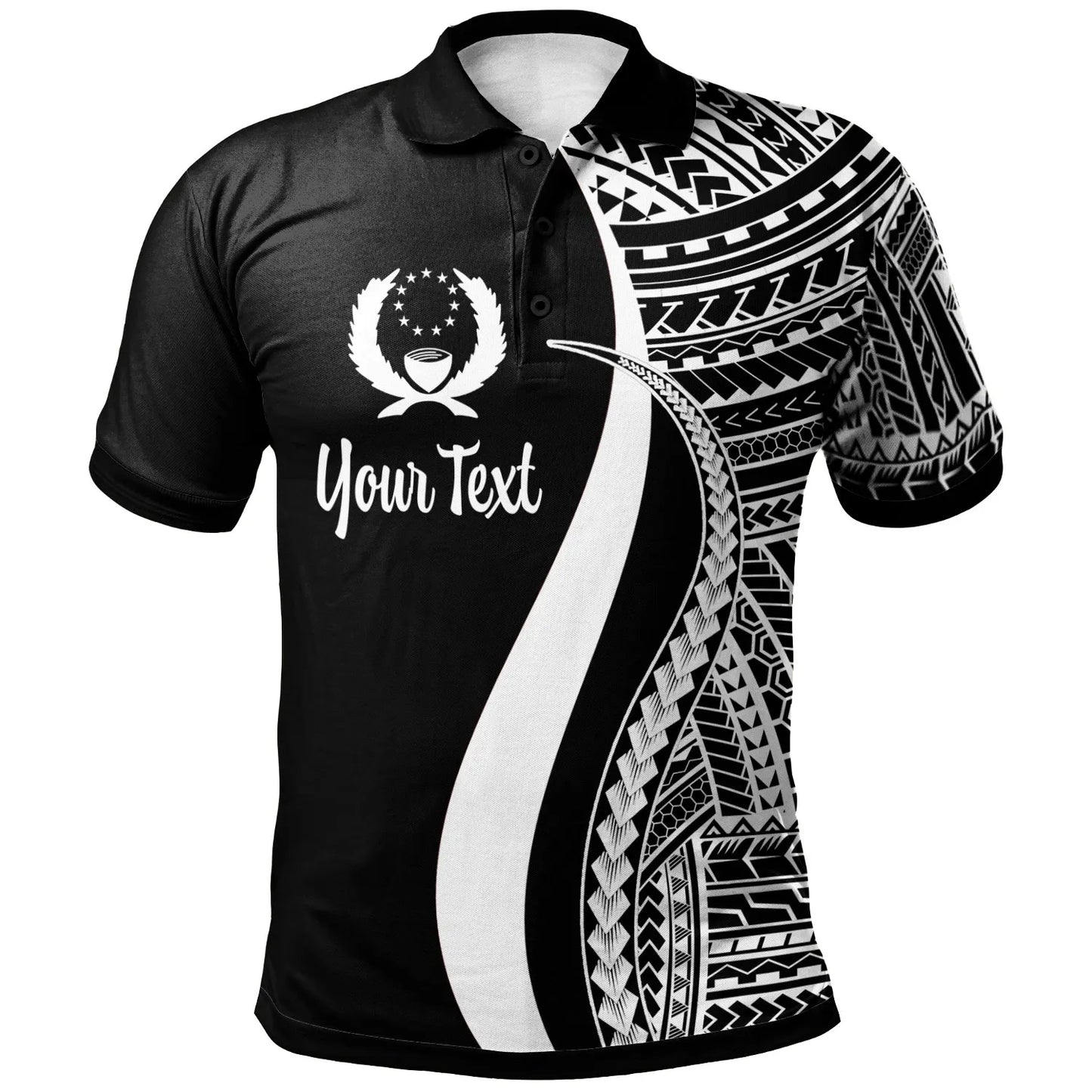 Pohnpei Custom Personalised Polo Shirt White - Polynesian Tentacle Tribal Pattern