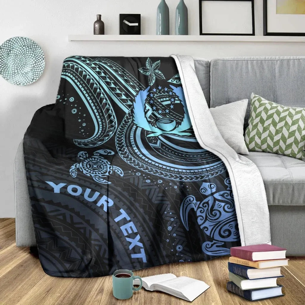 Pohnpei Custom Personalised Premium Blanket- Blue Turtle