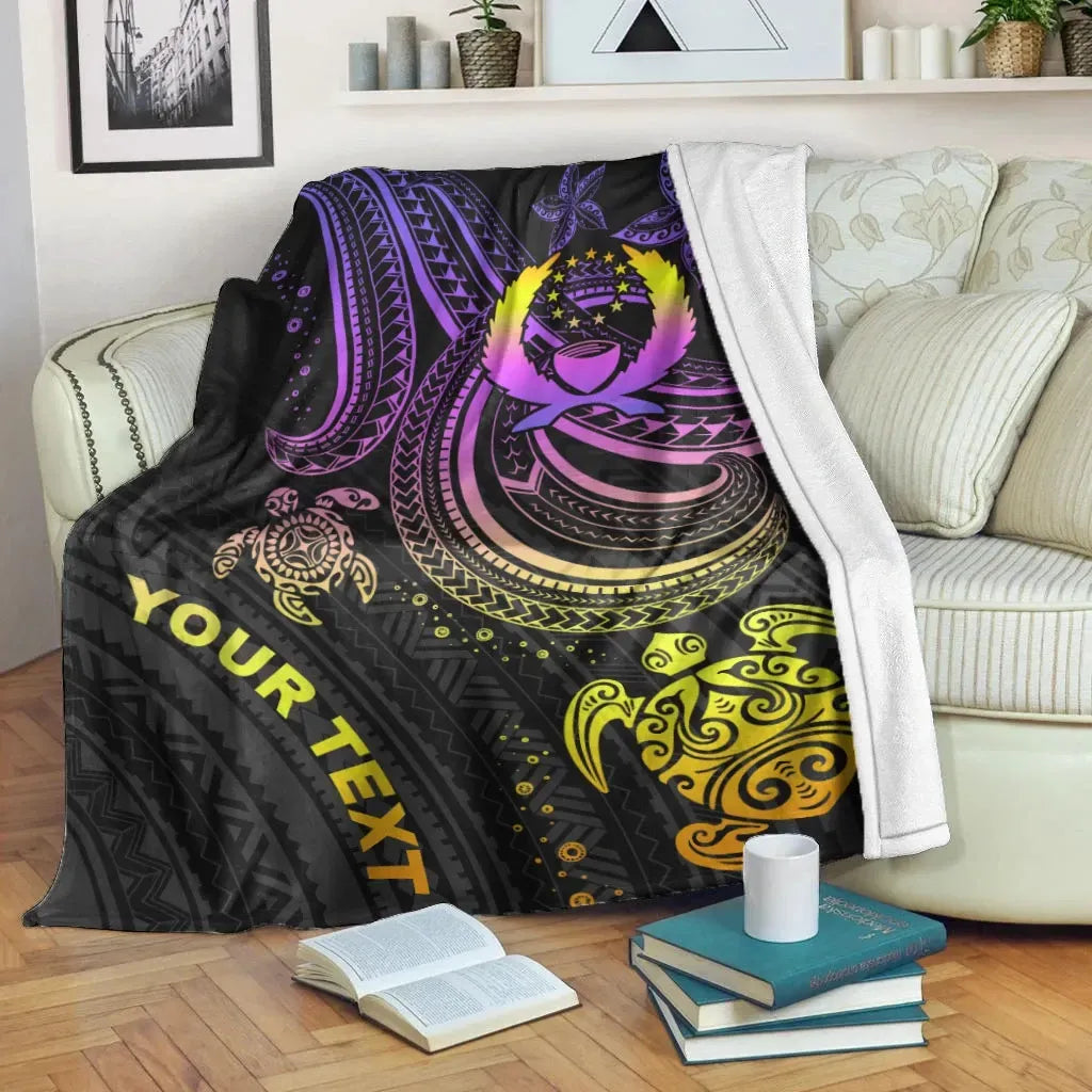 Pohnpei Custom Personalised Premium Blanket- Pink Turtle