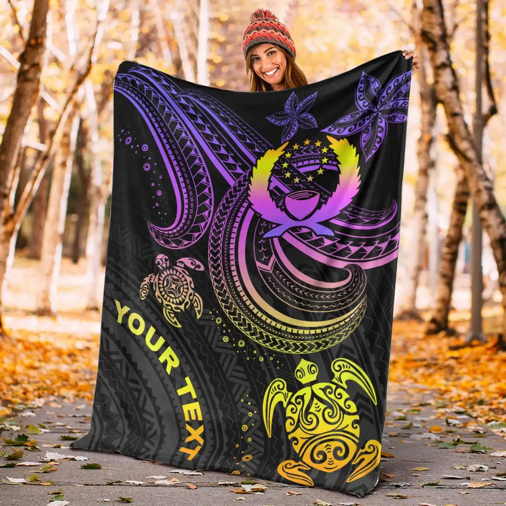 Pohnpei Custom Personalised Premium Blanket- Pink Turtle