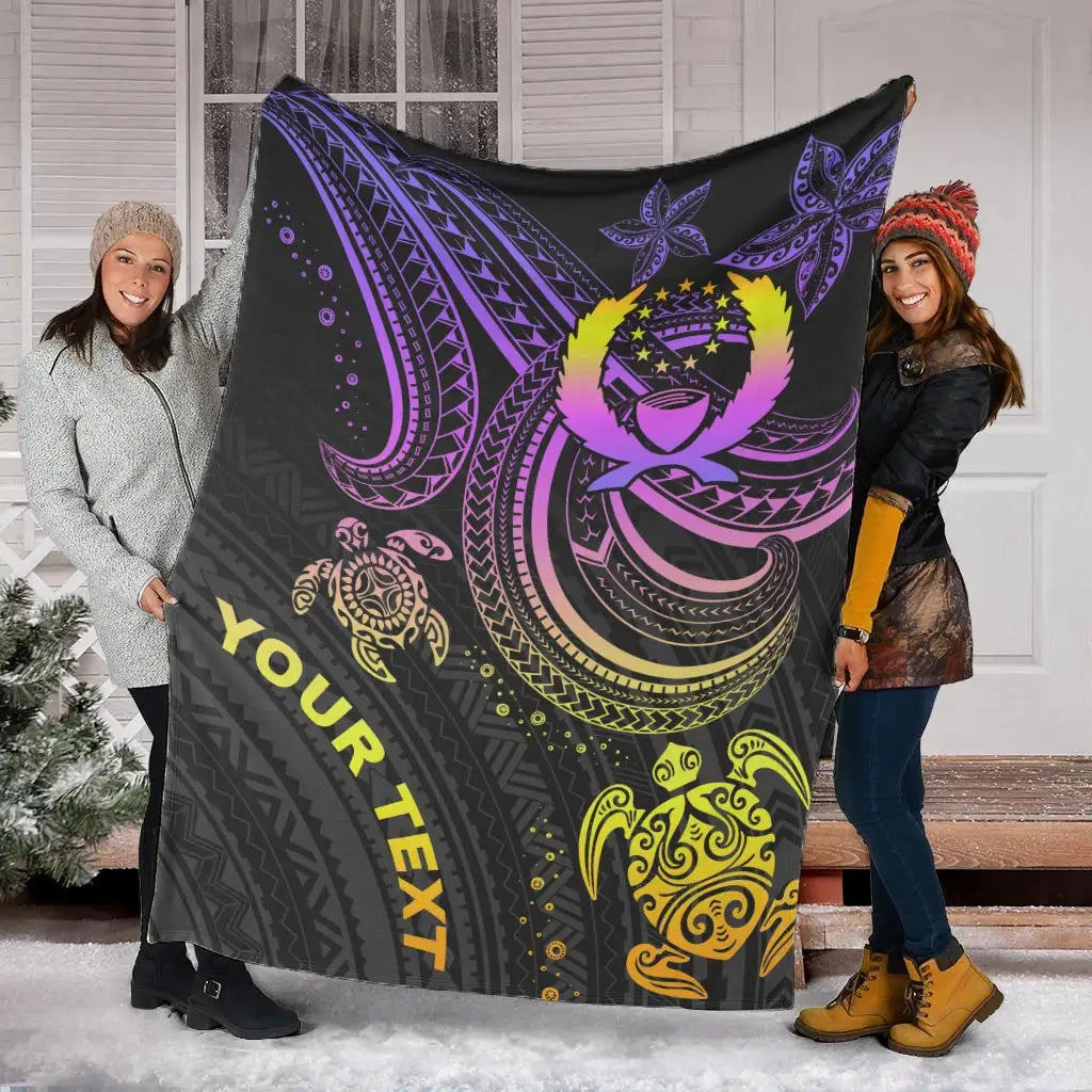 Pohnpei Custom Personalised Premium Blanket- Pink Turtle
