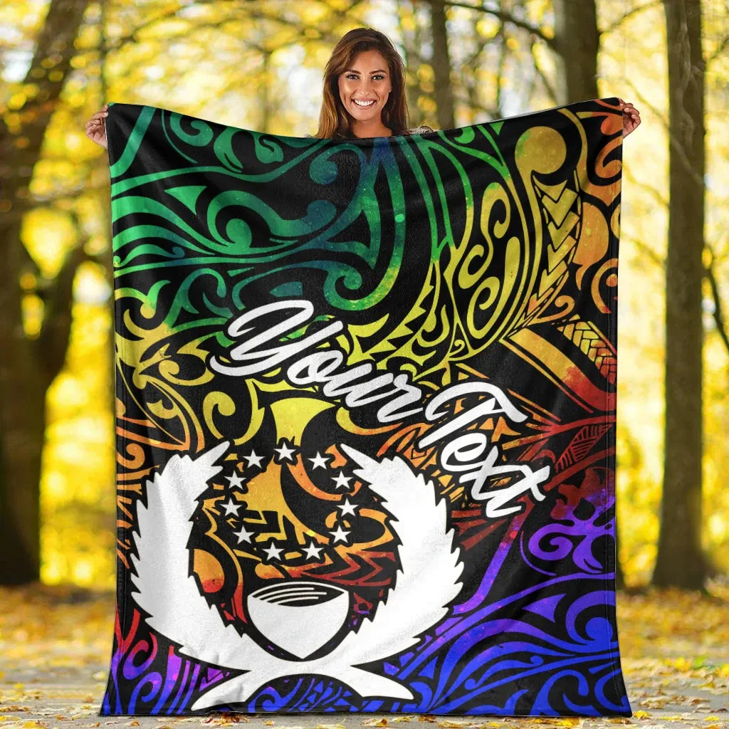 Pohnpei Custom Personalised Premium Blanket - Rainbow Polynesian Pattern