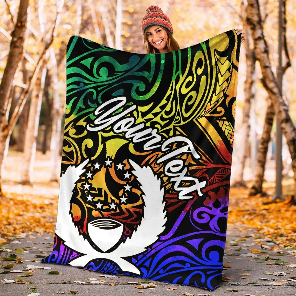 Pohnpei Custom Personalised Premium Blanket - Rainbow Polynesian Pattern