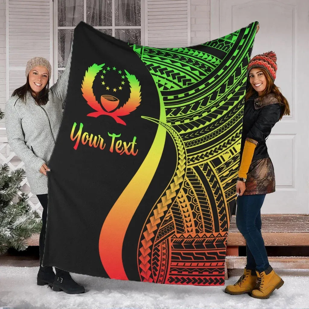 Pohnpei Custom Personalised Premium Blanket - Reggae Polynesian Tentacle Tribal Pattern