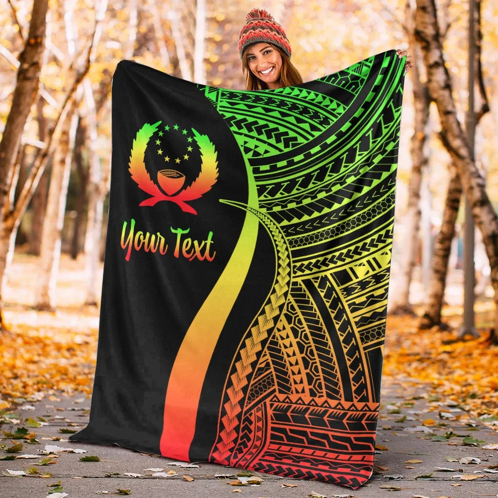 Pohnpei Custom Personalised Premium Blanket - Reggae Polynesian Tentacle Tribal Pattern