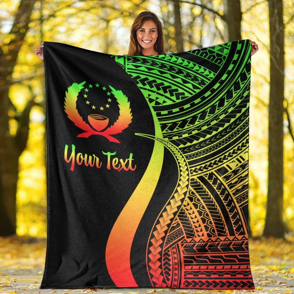 Pohnpei Custom Personalised Premium Blanket - Reggae Polynesian Tentacle Tribal Pattern
