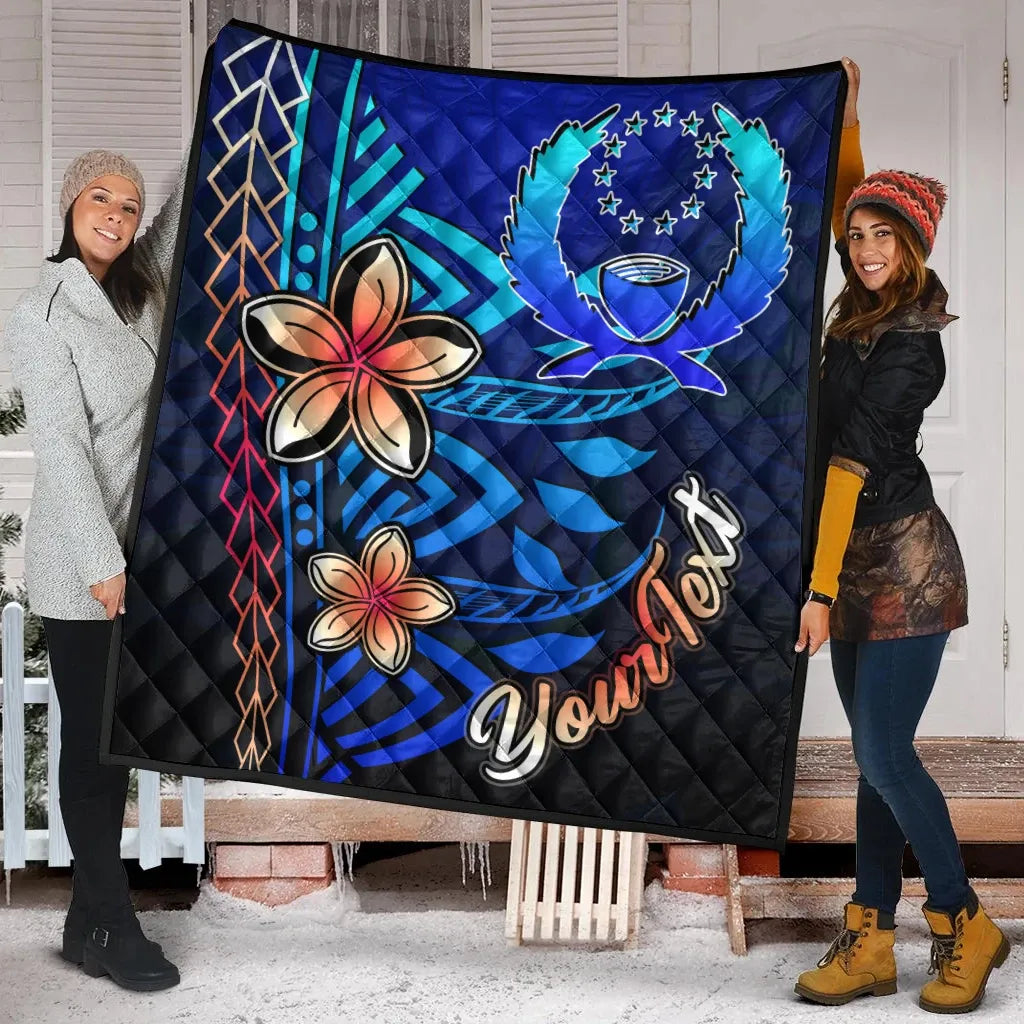 Pohnpei Custom Personalised Premium Quilt - Vintage Tribal Mountain