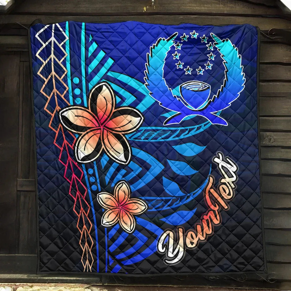 Pohnpei Custom Personalised Premium Quilt - Vintage Tribal Mountain