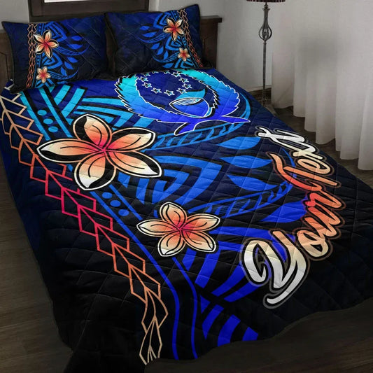 Pohnpei Custom Personalised Quilt Bed Set - Vintage Tribal Mountain