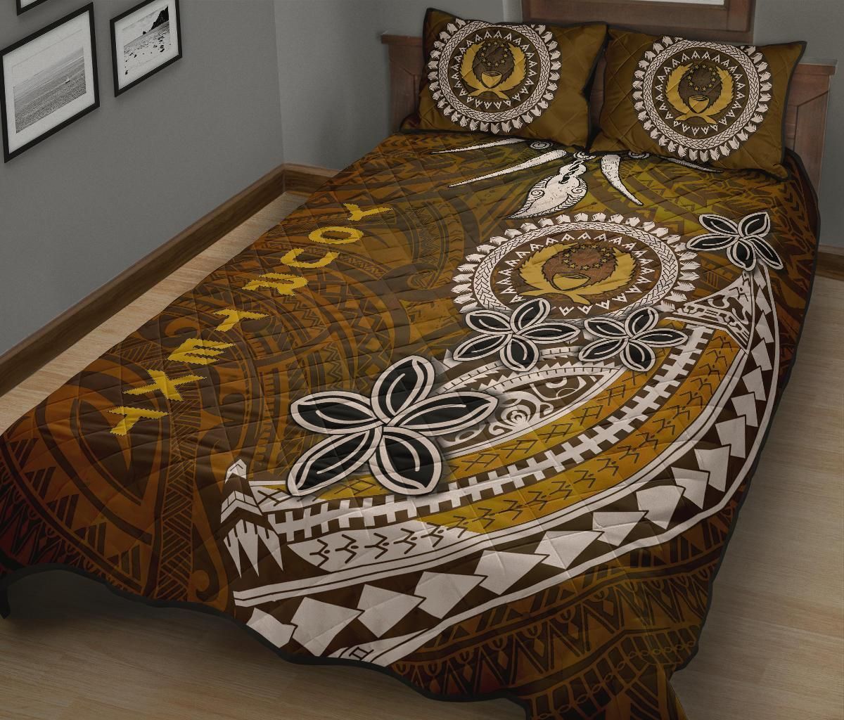 Pohnpei Custom Personalised Quilt Bed Sets - Polynesian Boar Tusk