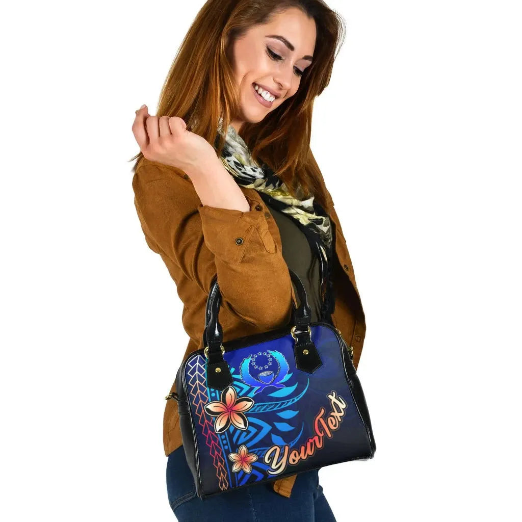 Pohnpei Custom Personalised Shoulder Handbag - Vintage Tribal Mountain