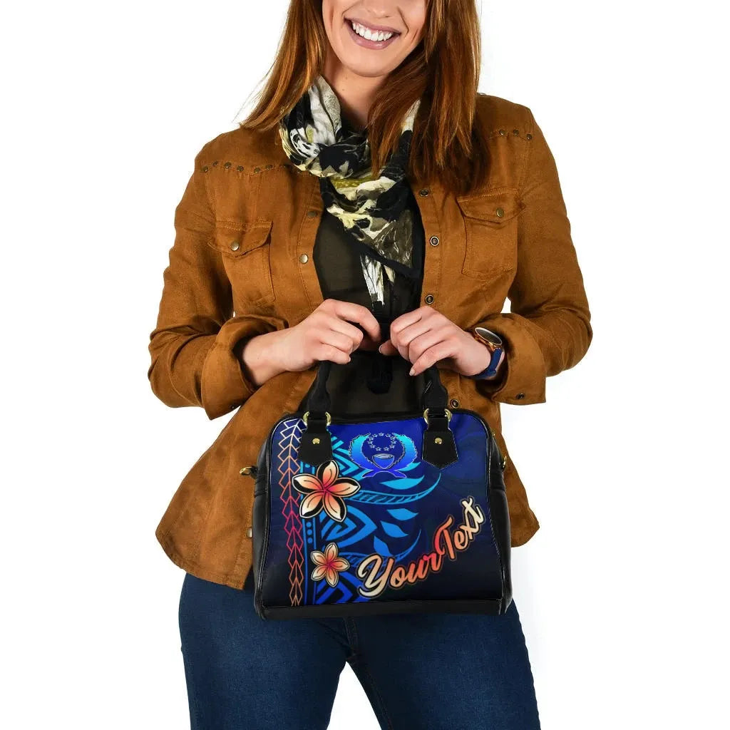 Pohnpei Custom Personalised Shoulder Handbag - Vintage Tribal Mountain