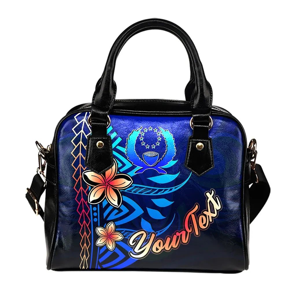 Pohnpei Custom Personalised Shoulder Handbag - Vintage Tribal Mountain