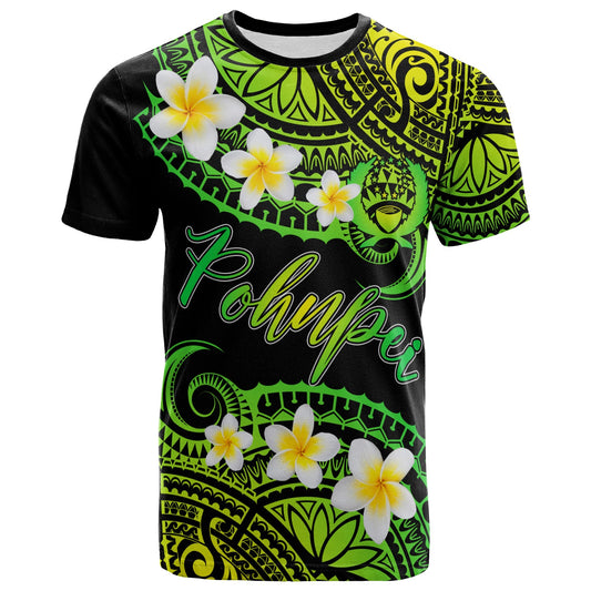 Pohnpei Custom Personalised T-Shirt - Plumeria Polynesian Vibe Green