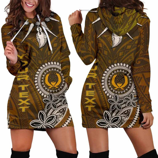 Pohnpei Custom Personalised Female Hoodie Dress - Polynesian Boar Tusk