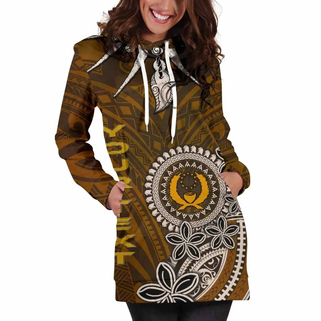 Pohnpei Custom Personalised Female Hoodie Dress - Polynesian Boar Tusk