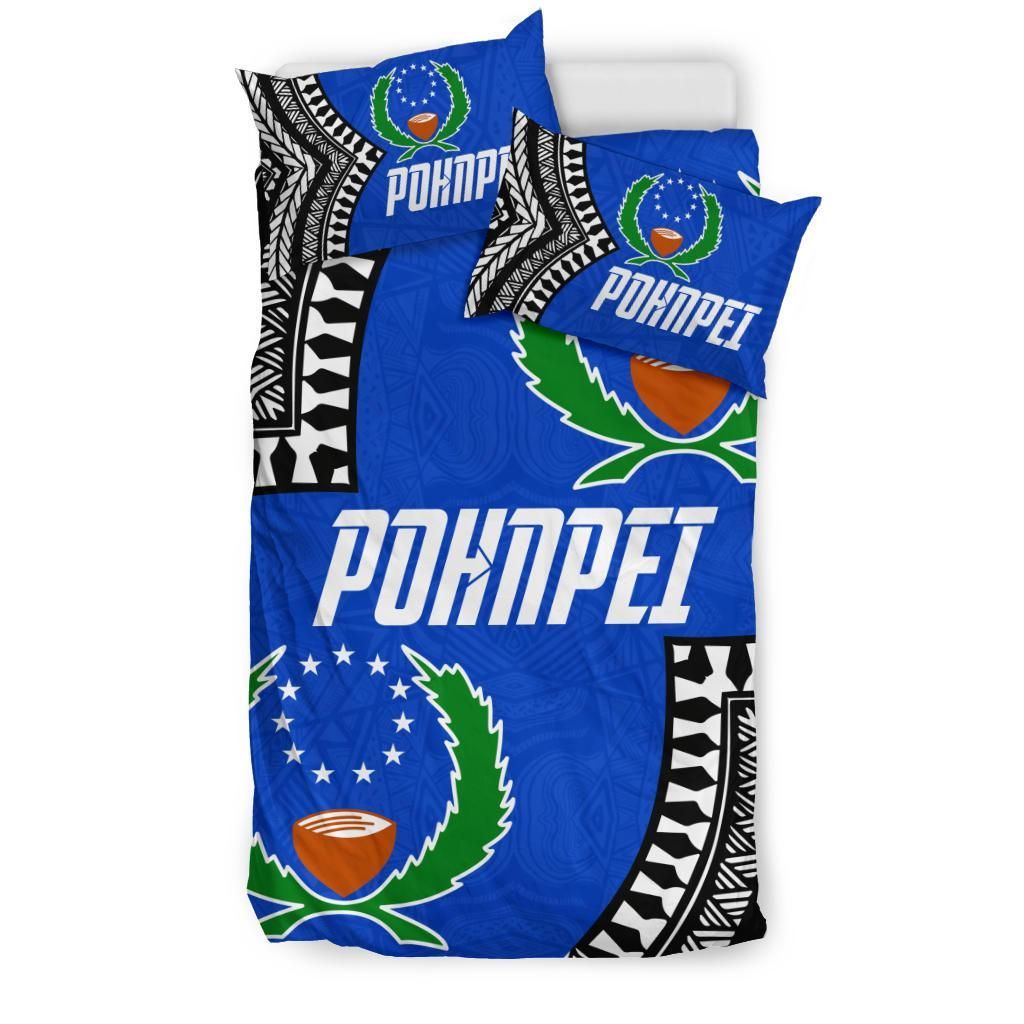Pohnpei Flag Duvet Cover Set Micronesian Pattern