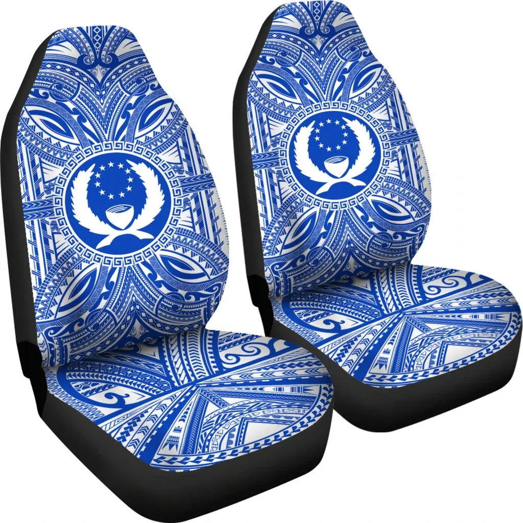 Pohnpei Car Seat Cover - Pohnpei Coat Of Arms Polynesian Flag Color
