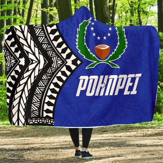 Pohnpei Flag Economy Hooded Blanket Micronesian Pattern