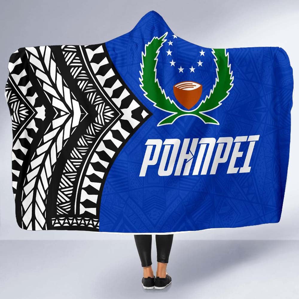 Pohnpei Flag Economy Hooded Blanket Micronesian Pattern