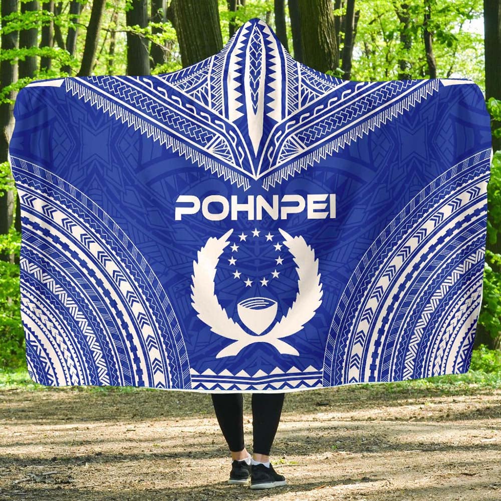 Pohnpei Flag Polynesian Chief Hooded Blanket
