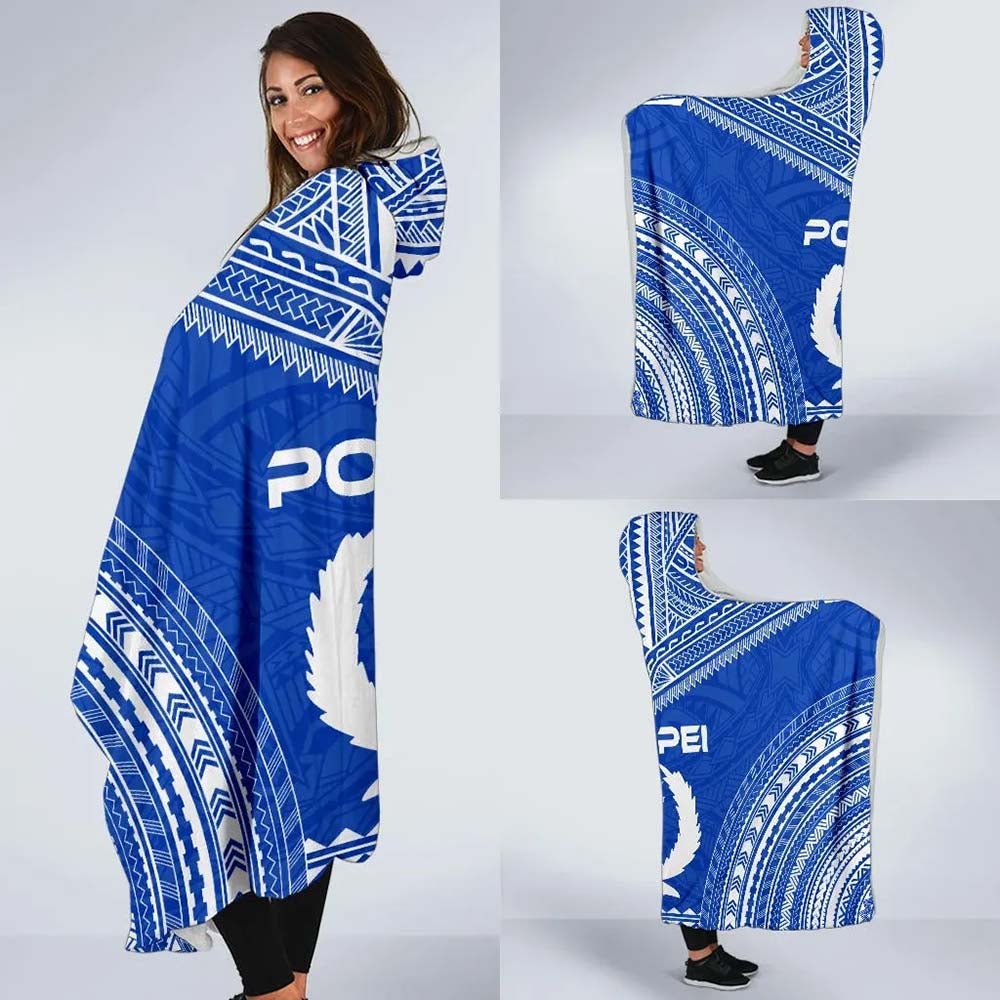 Pohnpei Flag Polynesian Chief Hooded Blanket