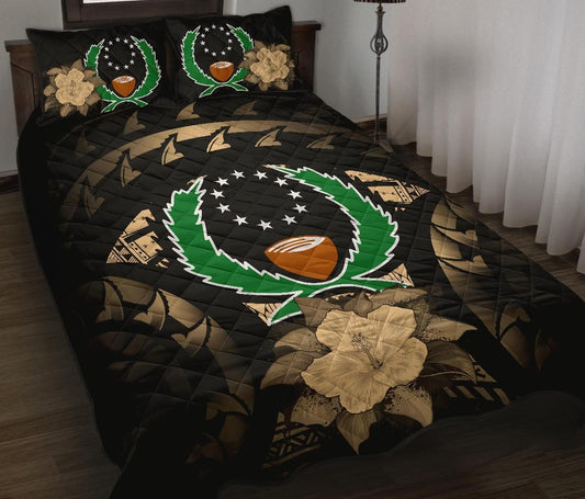 Pohnpei Polynesian Quilt Bed Set Hibiscus Gold