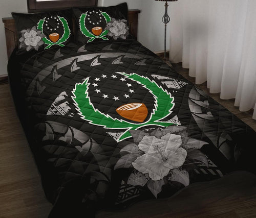 Pohnpei Polynesian Quilt Bed Set Hibiscus Gray