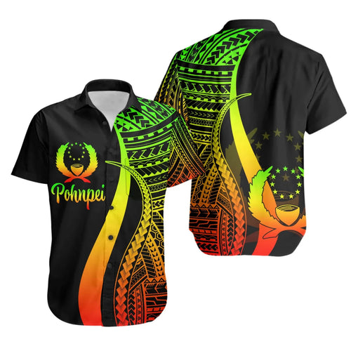 Pohnpei Short Sleeve Shirt - Reggae Polynesian Tentacle Tribal Pattern