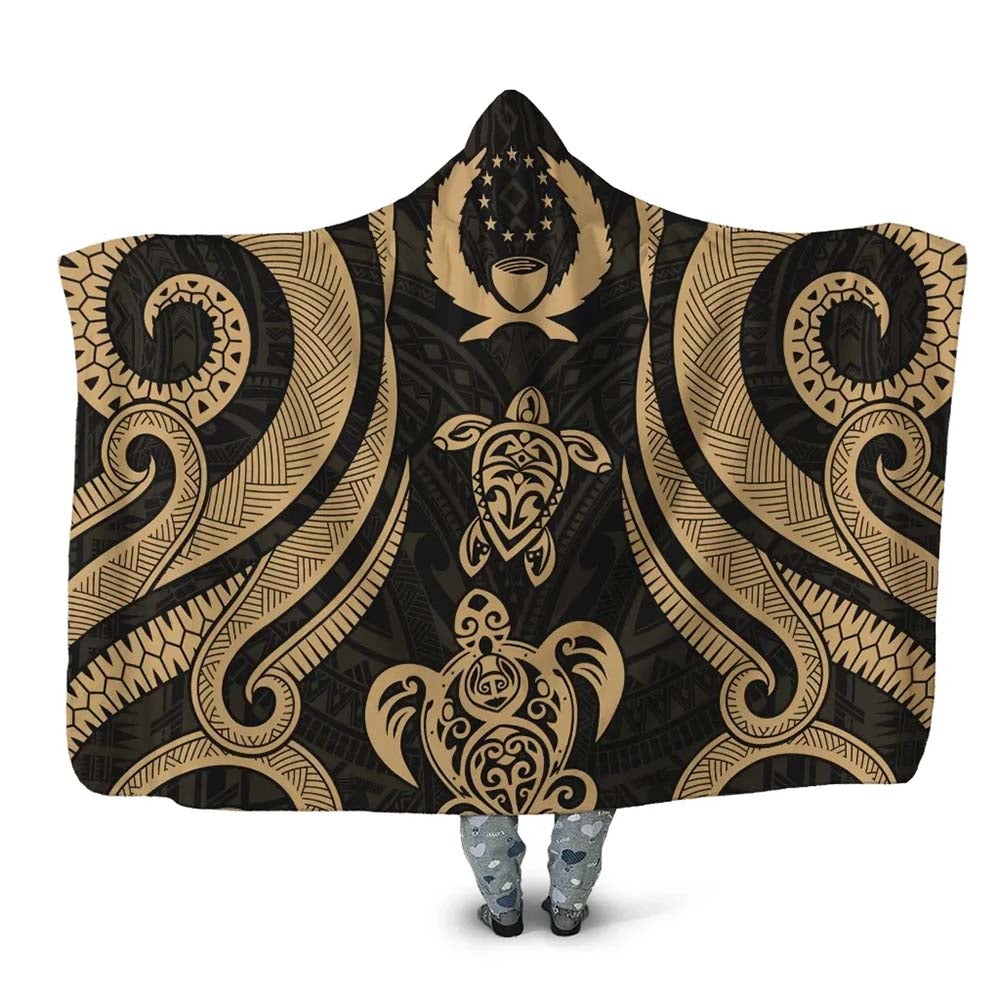 Pohnpei Hooded Blanket - Gold Tentacle Turtle