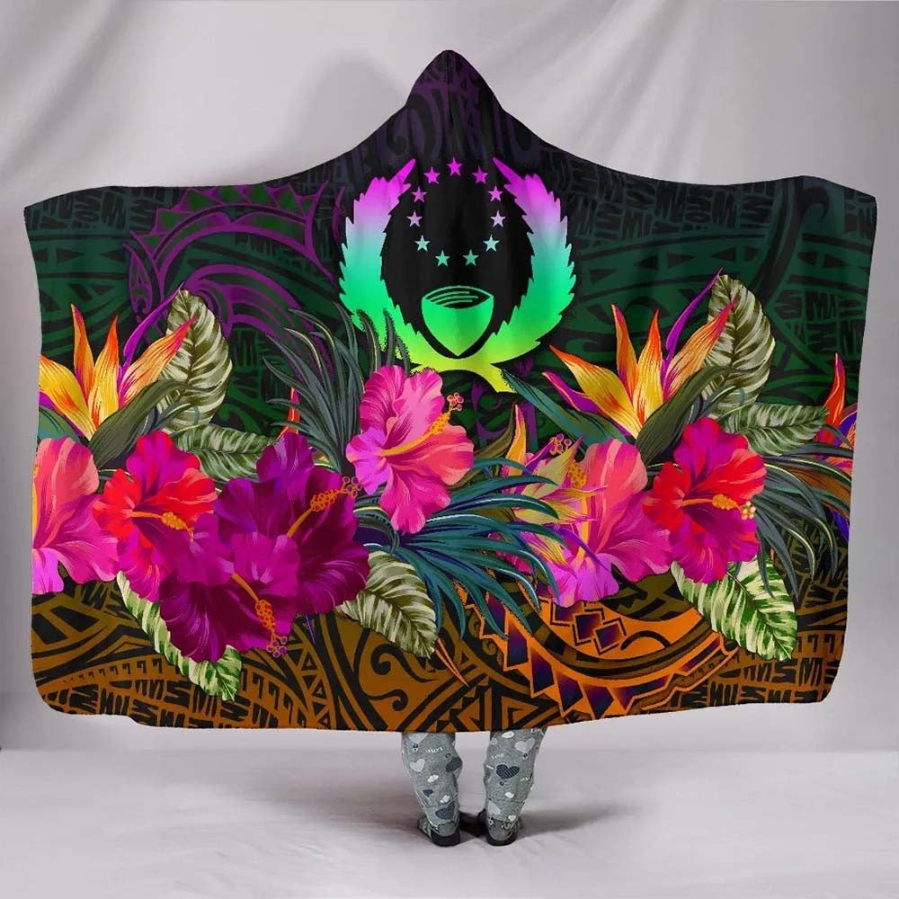 Pohnpei Hooded Blanket - Summer Hibiscus
