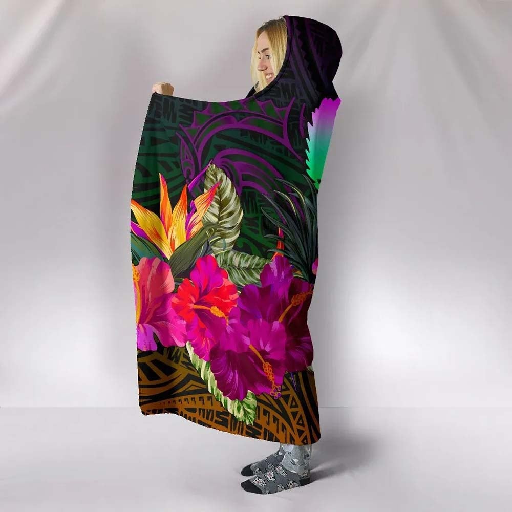Pohnpei Hooded Blanket - Summer Hibiscus
