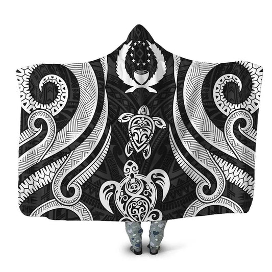 Pohnpei Hooded Blanket - White Tentacle Turtle