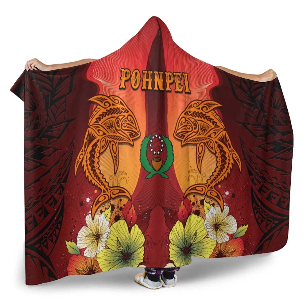 Pohnpei Hooded Blankets - Tribal Tuna Fish